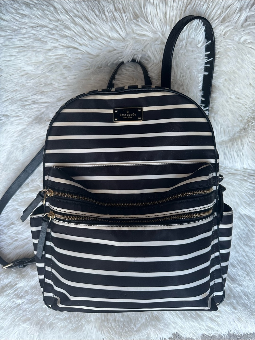kate spade Black & White Striped Backpack - Picture 2 of 16